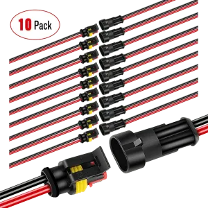 10Pack 16AWG 2-Pin Way Waterproof Wire 1.5mm Series Terminal Connector