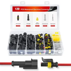 120PCS 1 Pin Electrical Connector Plug Male Female Terminal Wire Connector