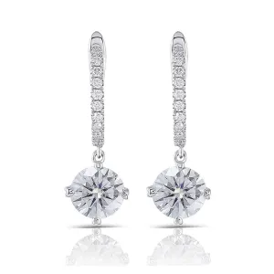14k White Gold or Silver Moissanite U Hoop Earrings 2.22ctw