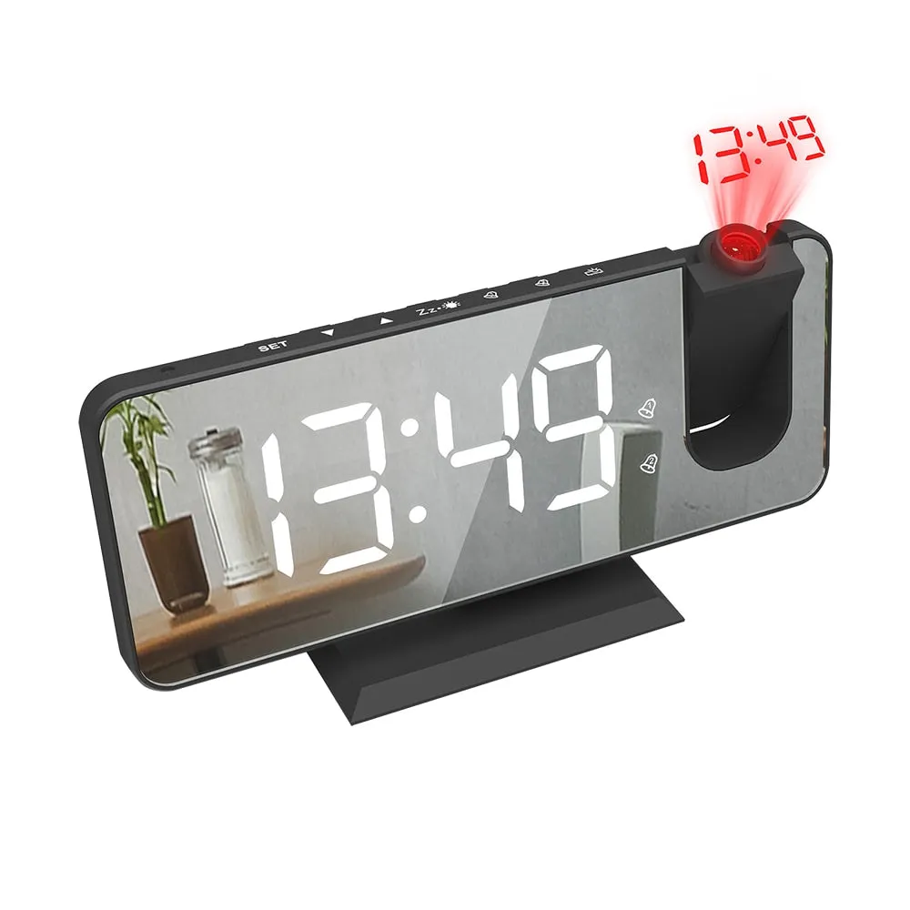 180° Time Projection LED Digital Smart Alarm Clock Watch Table Electronic Desktop Clocks USB Wake Up Bedroom Bedside Clock