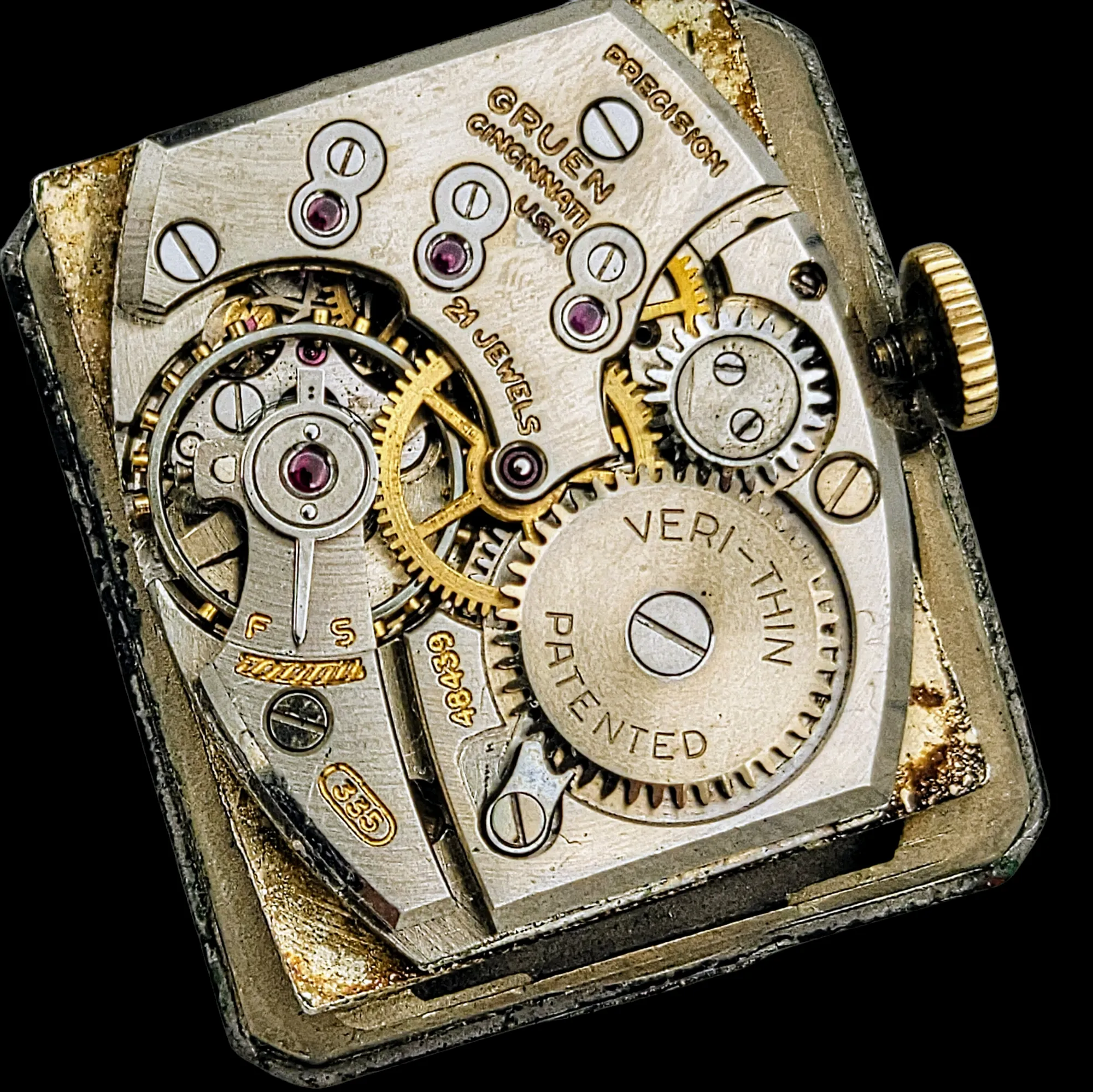 1950 GRUEN 21 Jewels Precision Watch Veri-Thin Cal. 335