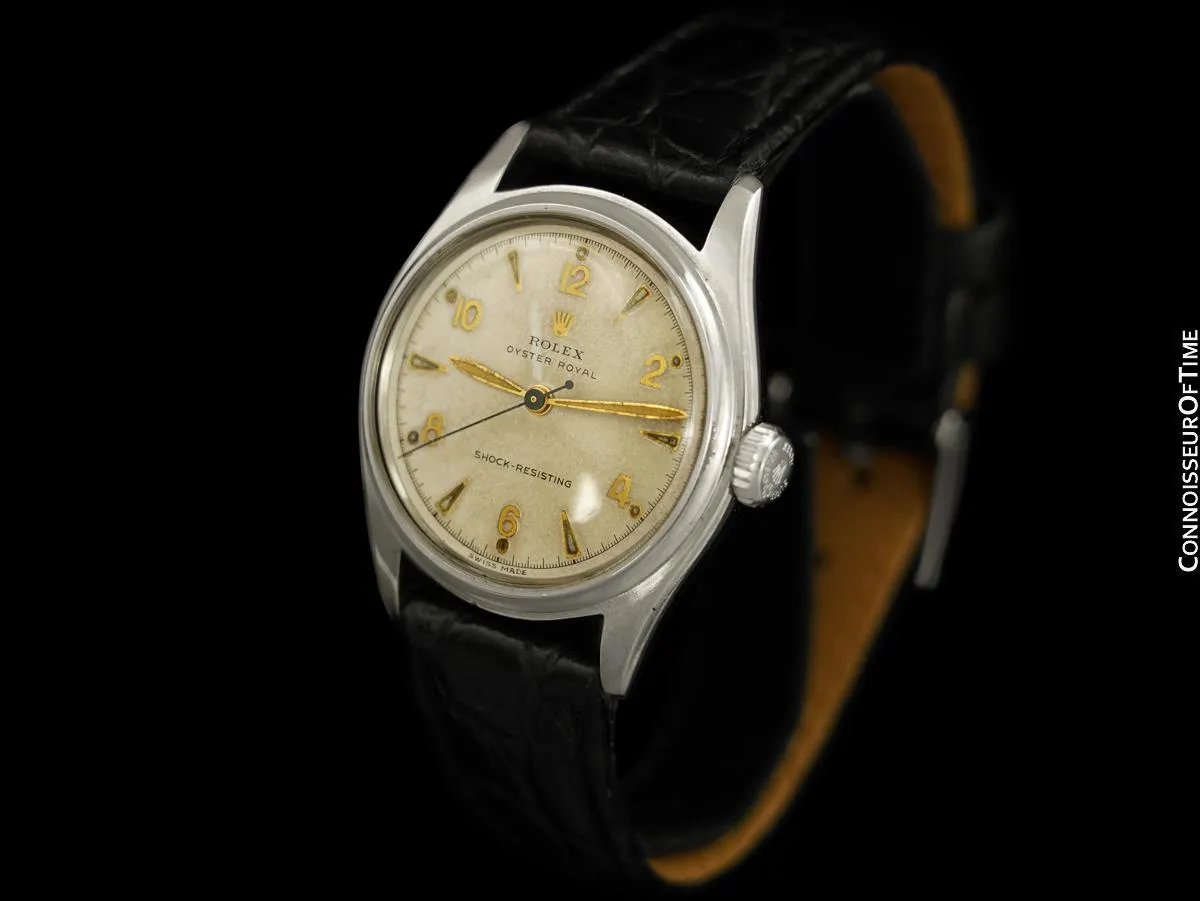 1951 Rolex Oyster Royal Mens Vintage "Shock Resisting" Watch, Stainless Steel - Classic & Rare Design