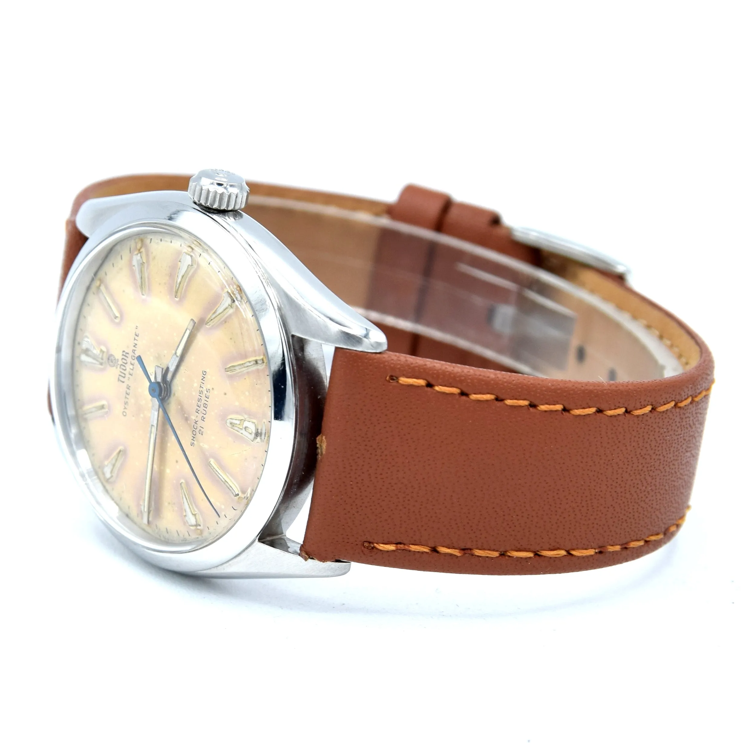 1957 Tudor Oyster 'Elegante' Wristwatch Model 7960 with rare patina Dial in Stainless Steel   Box