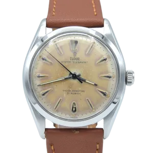 1957 Tudor Oyster 'Elegante' Wristwatch Model 7960 with rare patina Dial in Stainless Steel   Box