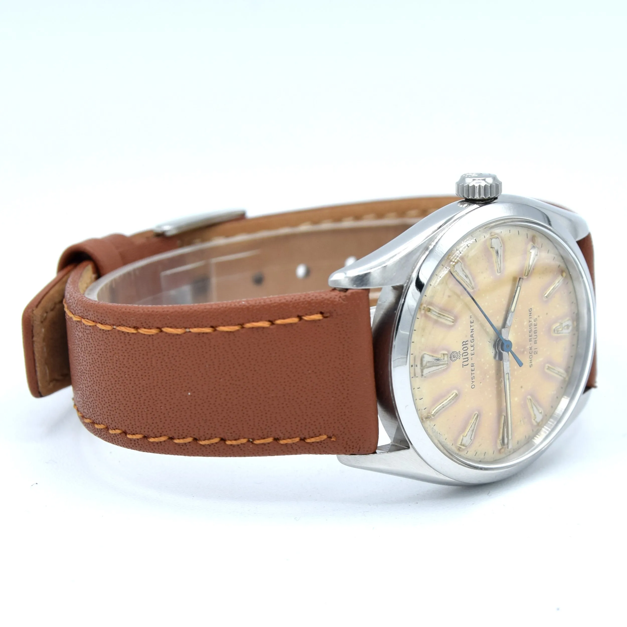 1957 Tudor Oyster 'Elegante' Wristwatch Model 7960 with rare patina Dial in Stainless Steel   Box