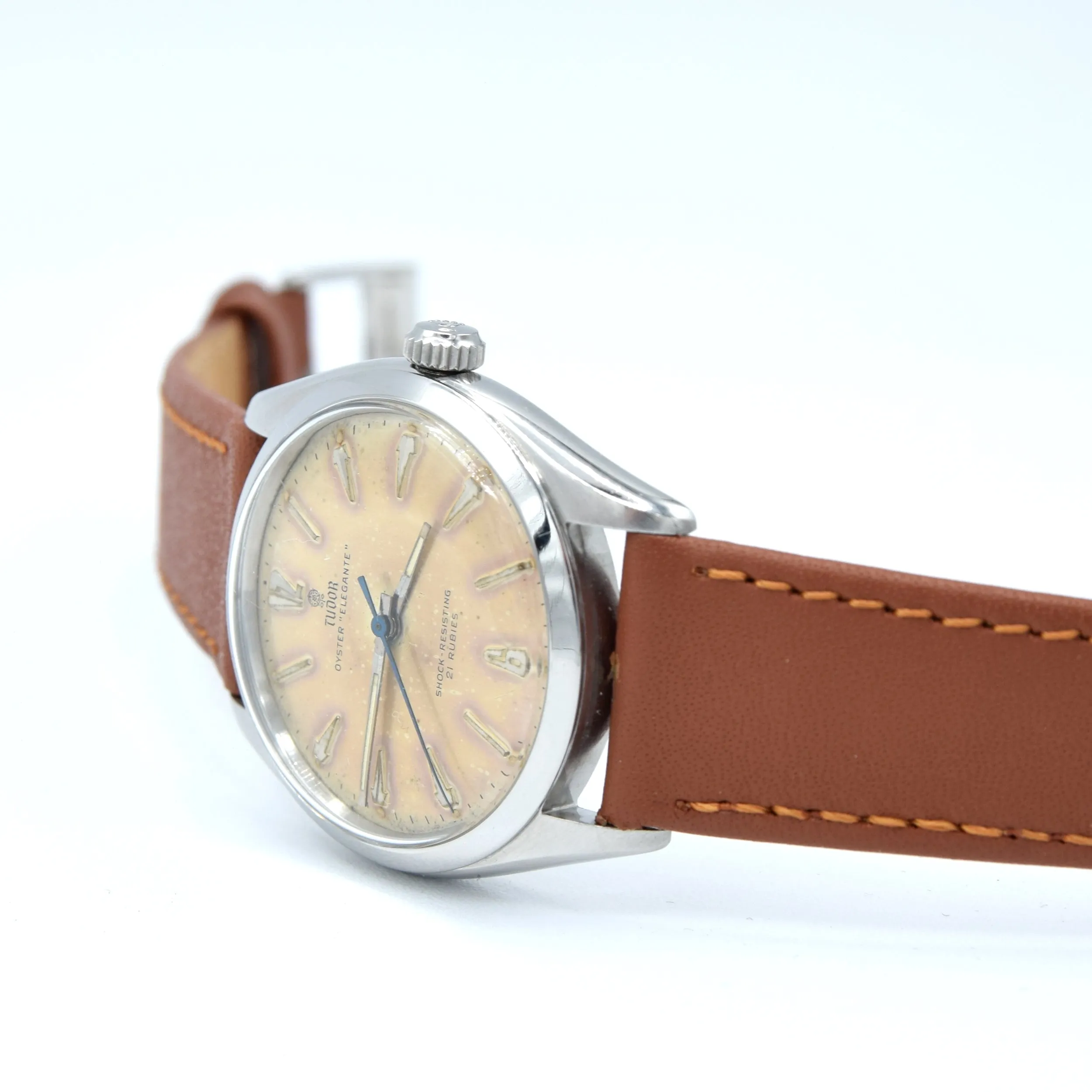 1957 Tudor Oyster 'Elegante' Wristwatch Model 7960 with rare patina Dial in Stainless Steel   Box