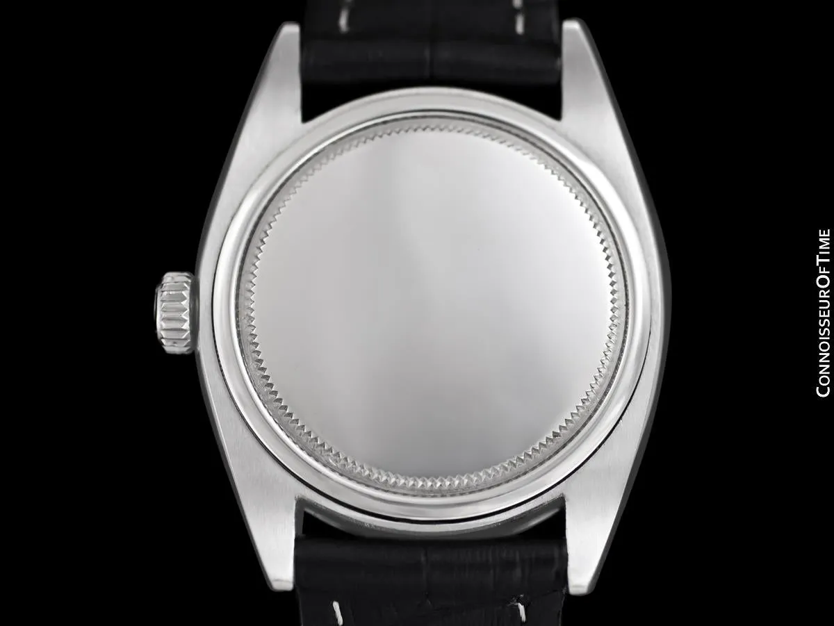 1963 Rolex Oysterdate Mens Vintage Ref. 6694 Date Watch with Black Dial - Stainless Steel & Diamonds