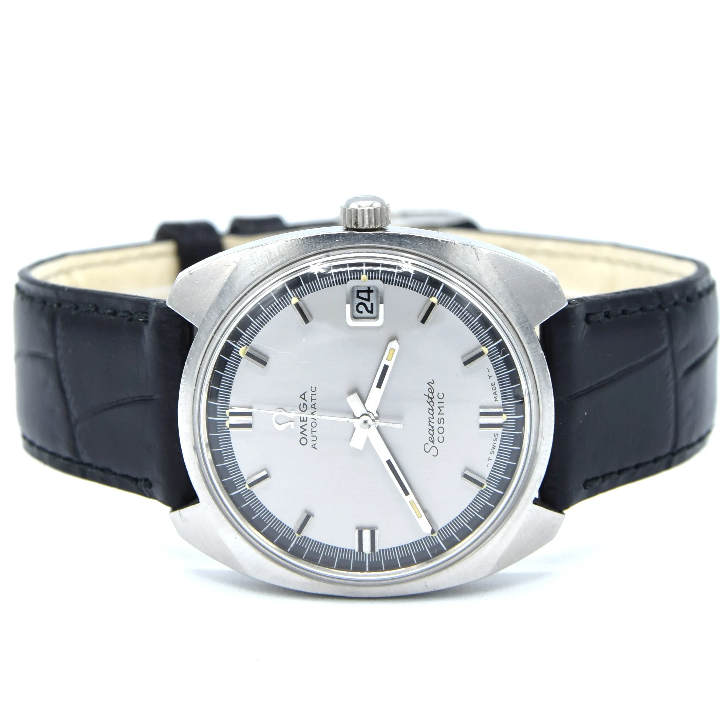 1968 Omega automatic cosmic date Model 166.022 in Stainless Steel Monocoque with two tone dial