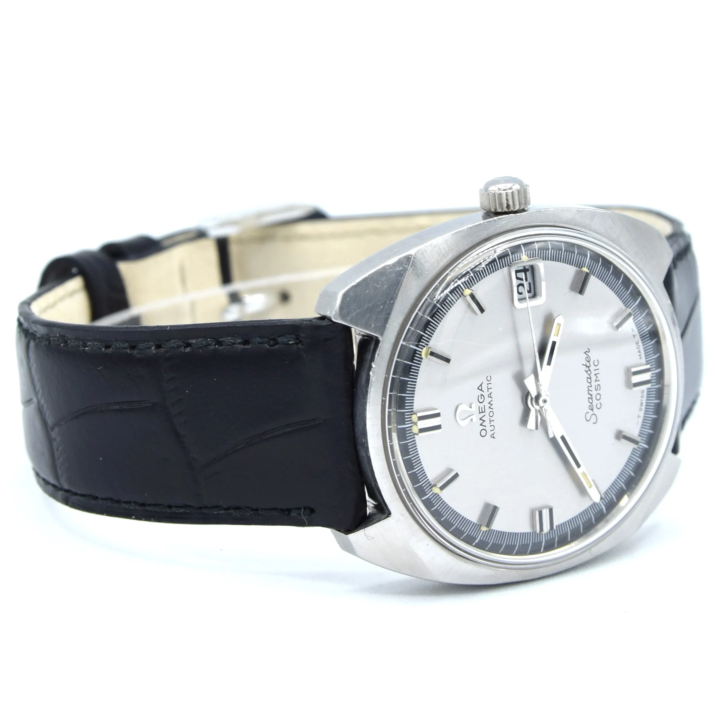 1968 Omega automatic cosmic date Model 166.022 in Stainless Steel Monocoque with two tone dial