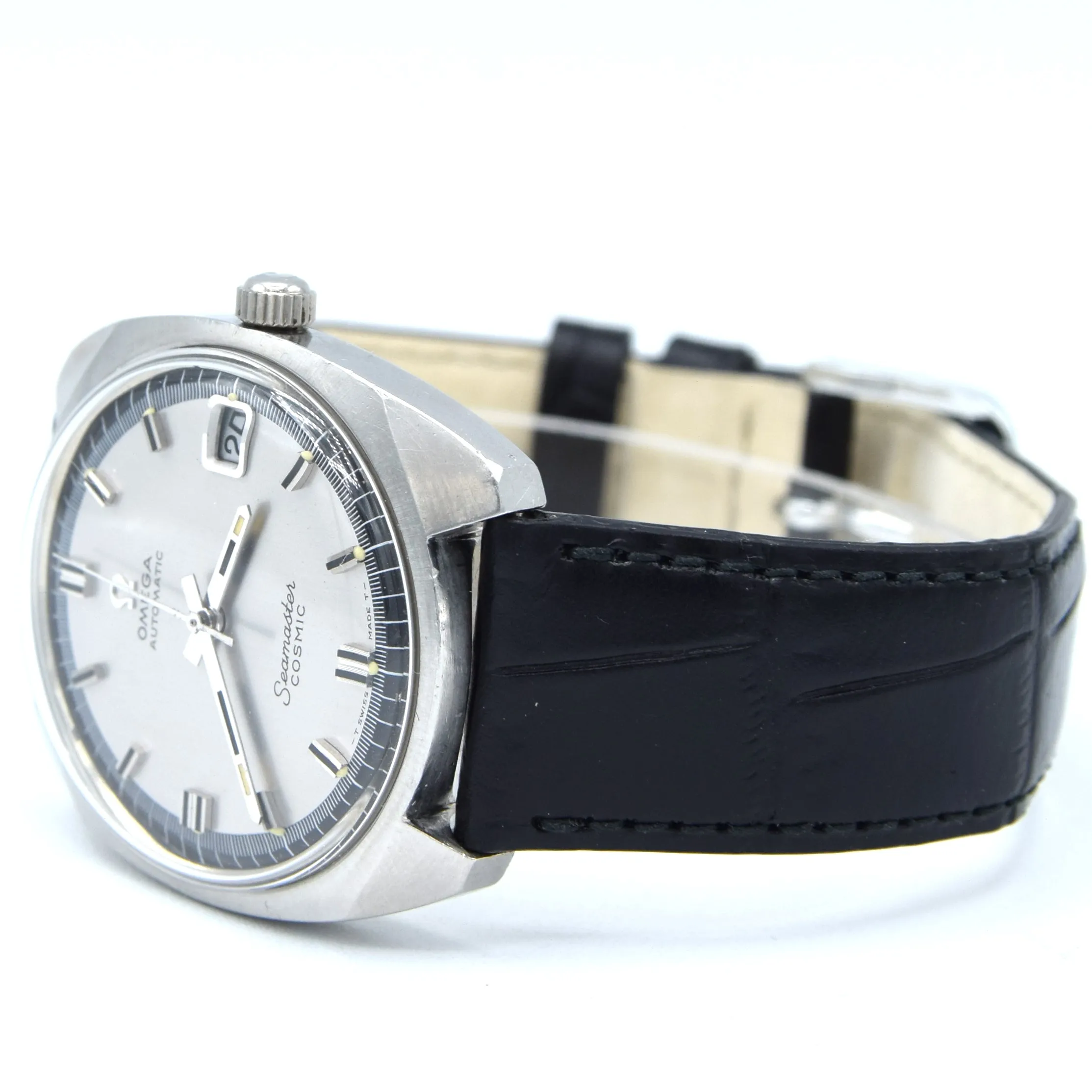 1968 Omega automatic cosmic date Model 166.022 in Stainless Steel Monocoque with two tone dial
