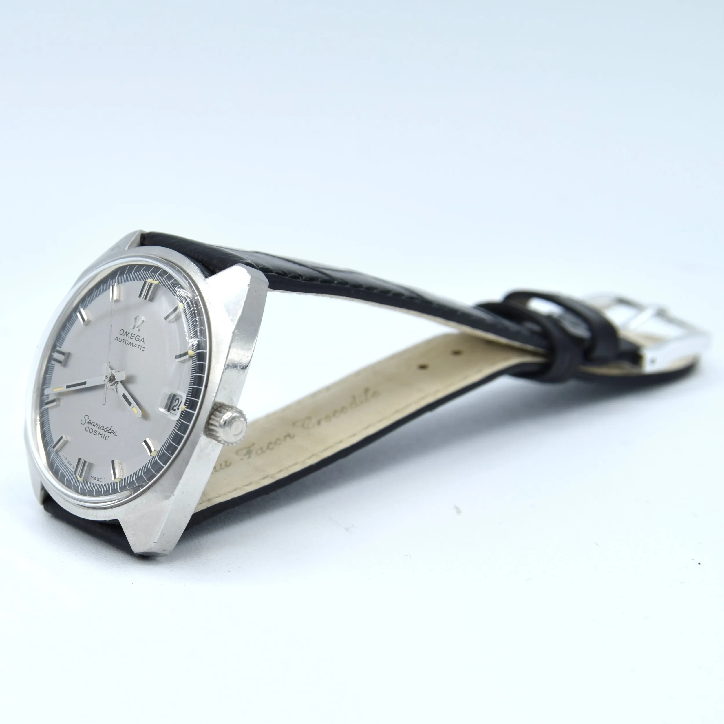 1968 Omega automatic cosmic date Model 166.022 in Stainless Steel Monocoque with two tone dial