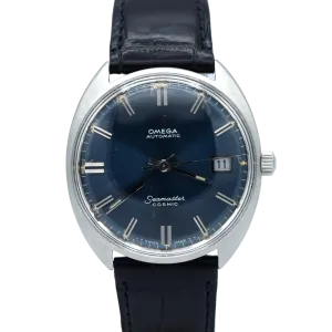 1969 Omega automatic cosmic date Model 166.026 in Stainless Steel Monocoque case with blue dial