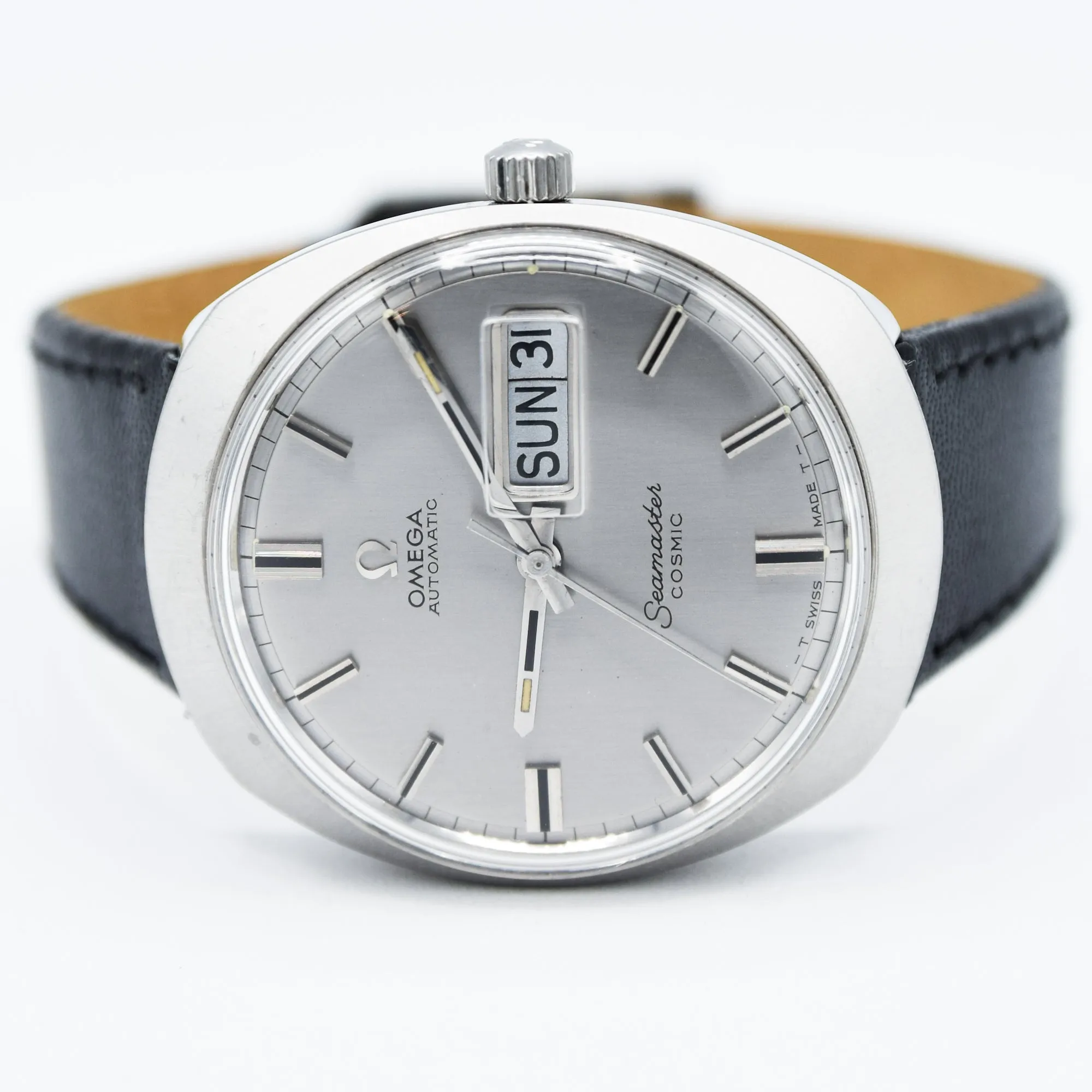1969 Omega Seamaster Cosmic Day/Date Model 166.035 in Stainless Steel Moncoque Case