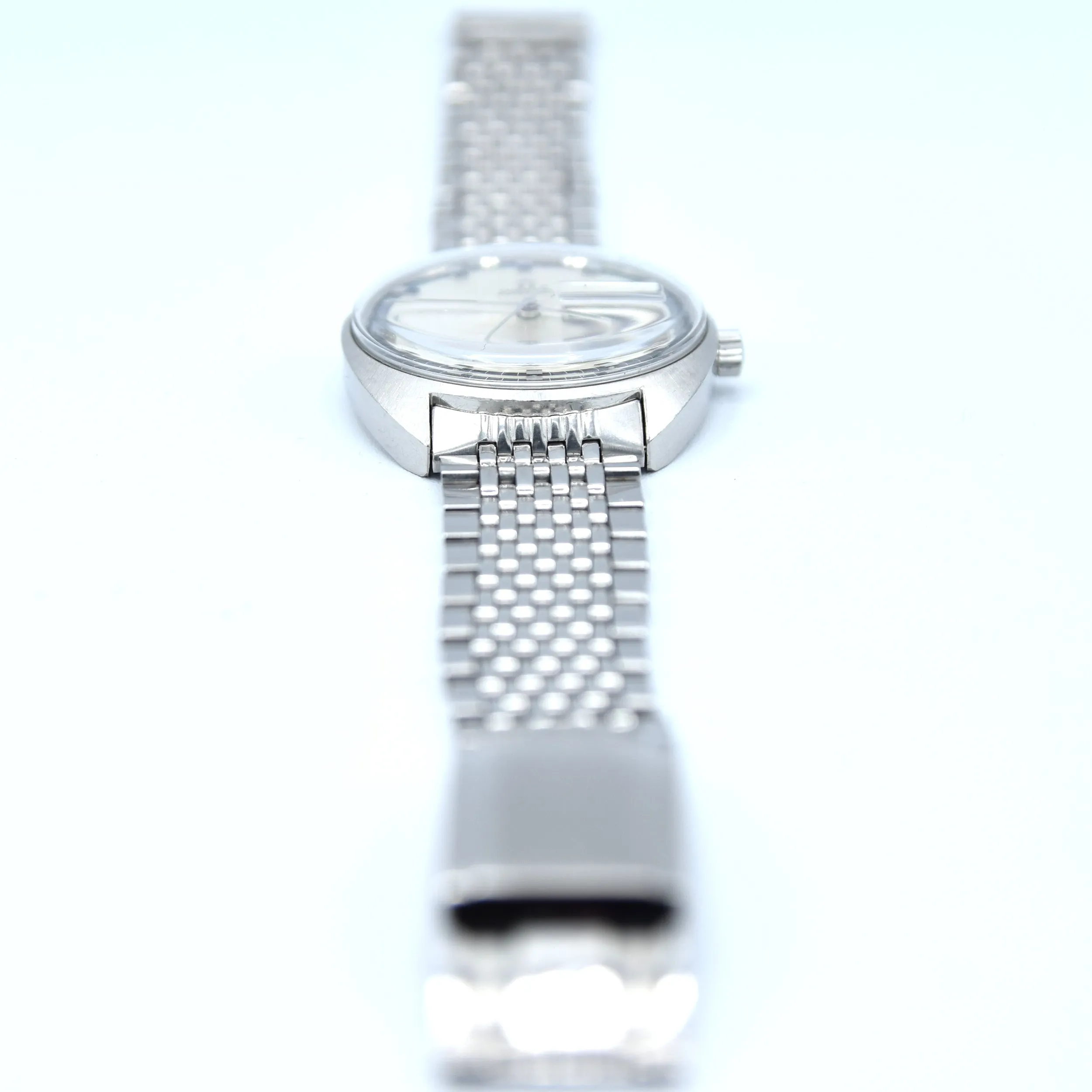1969 Omega Seamaster Cosmic Day/Date Model 166.036 in Stainless Steel Monocoque Case on Beads of Rice Bracelet