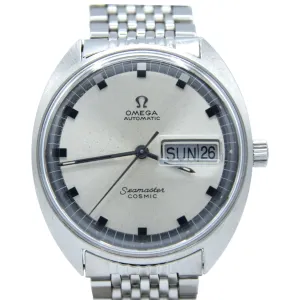 1969 Omega Seamaster Cosmic Day/Date Model 166.036 in Stainless Steel Monocoque Case on Beads of Rice Bracelet