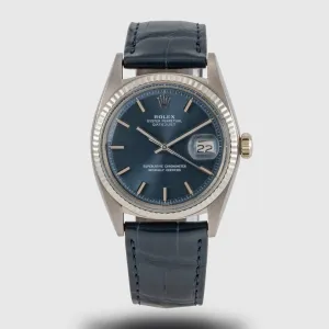 1970 Rolex Datejust White Gold Blue Wide Boy Dial Ref. 1601
