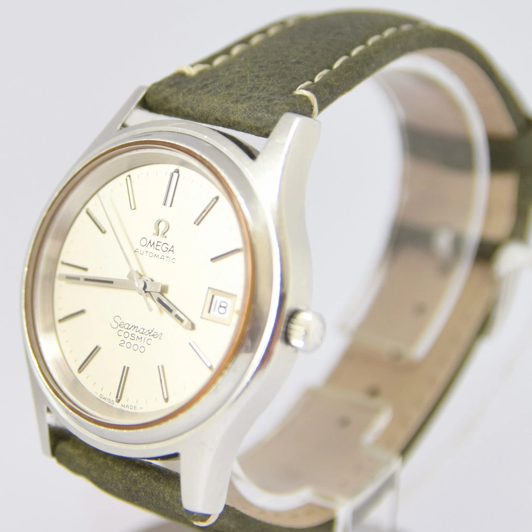 1973 Omega Large Cosmic 2000 Automatic Date Model 166.128 with Silvered Dial