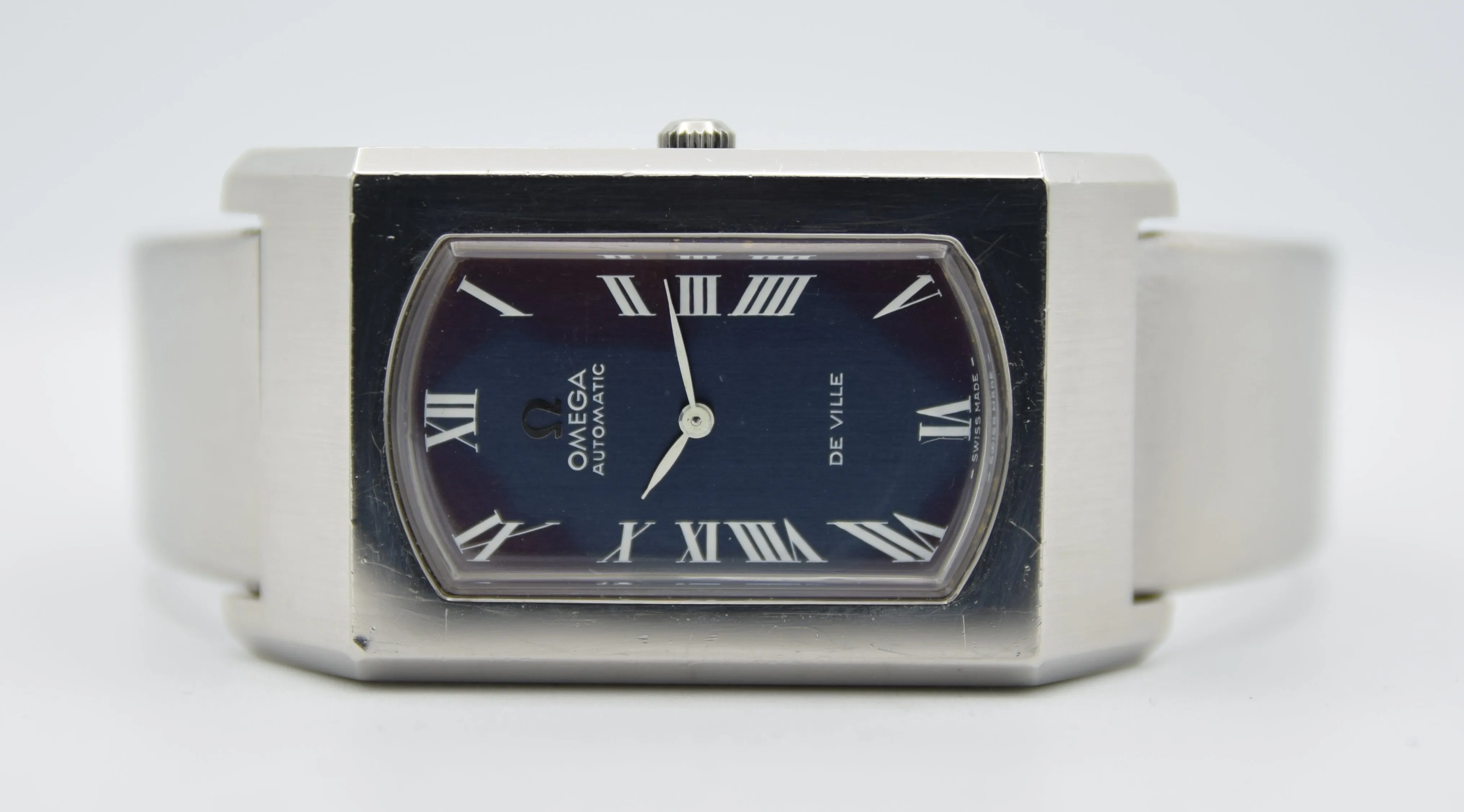 1973 Omega Rare & Special De Ville Automatic Stainless Steel Bracelet Watch 155.006 Blue Dial & Roman Numerals
