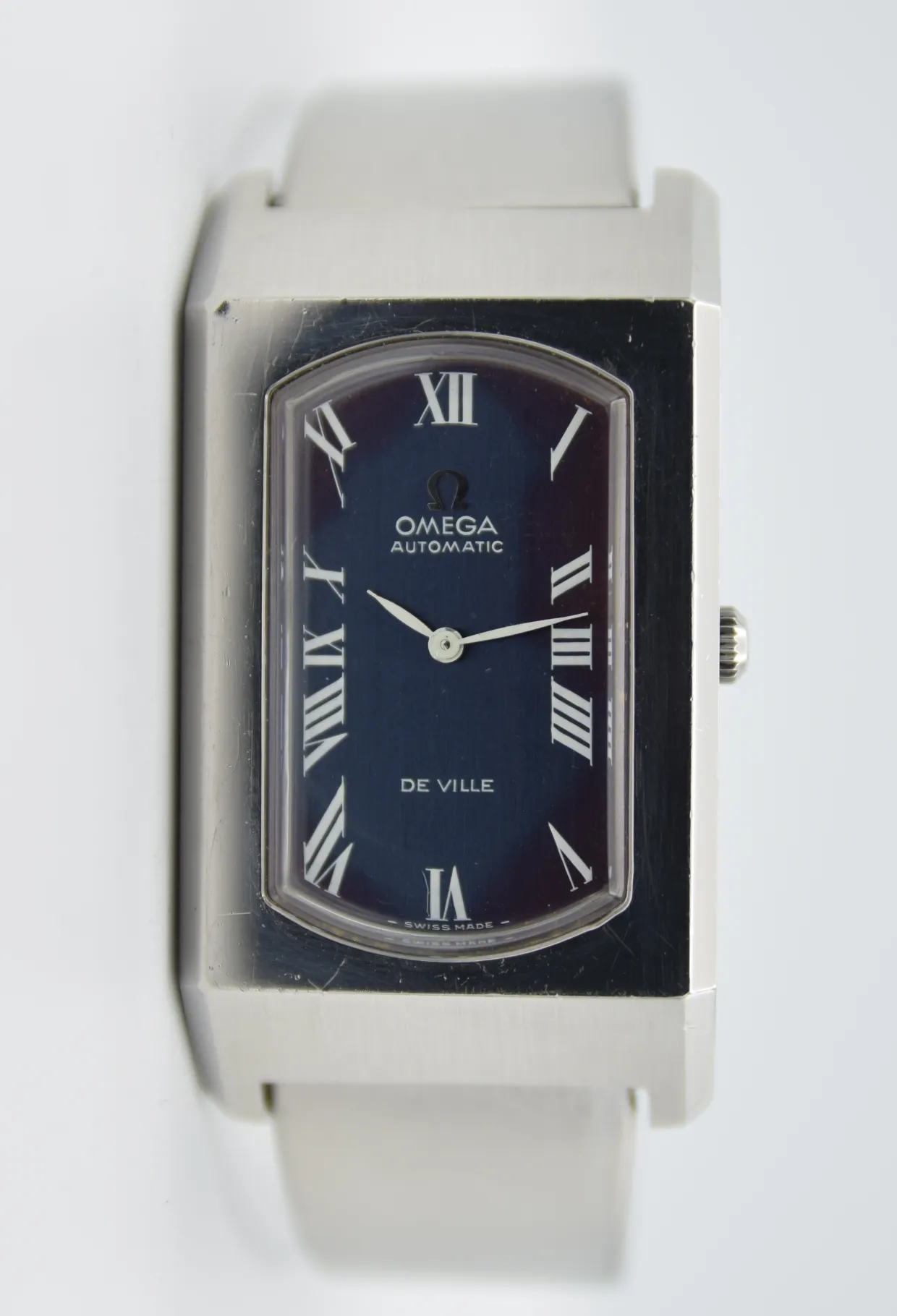 1973 Omega Rare & Special De Ville Automatic Stainless Steel Bracelet Watch 155.006 Blue Dial & Roman Numerals