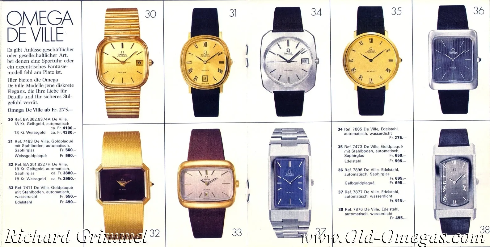 1973 Omega Rare & Special De Ville Automatic Stainless Steel Bracelet Watch 155.006 Blue Dial & Roman Numerals