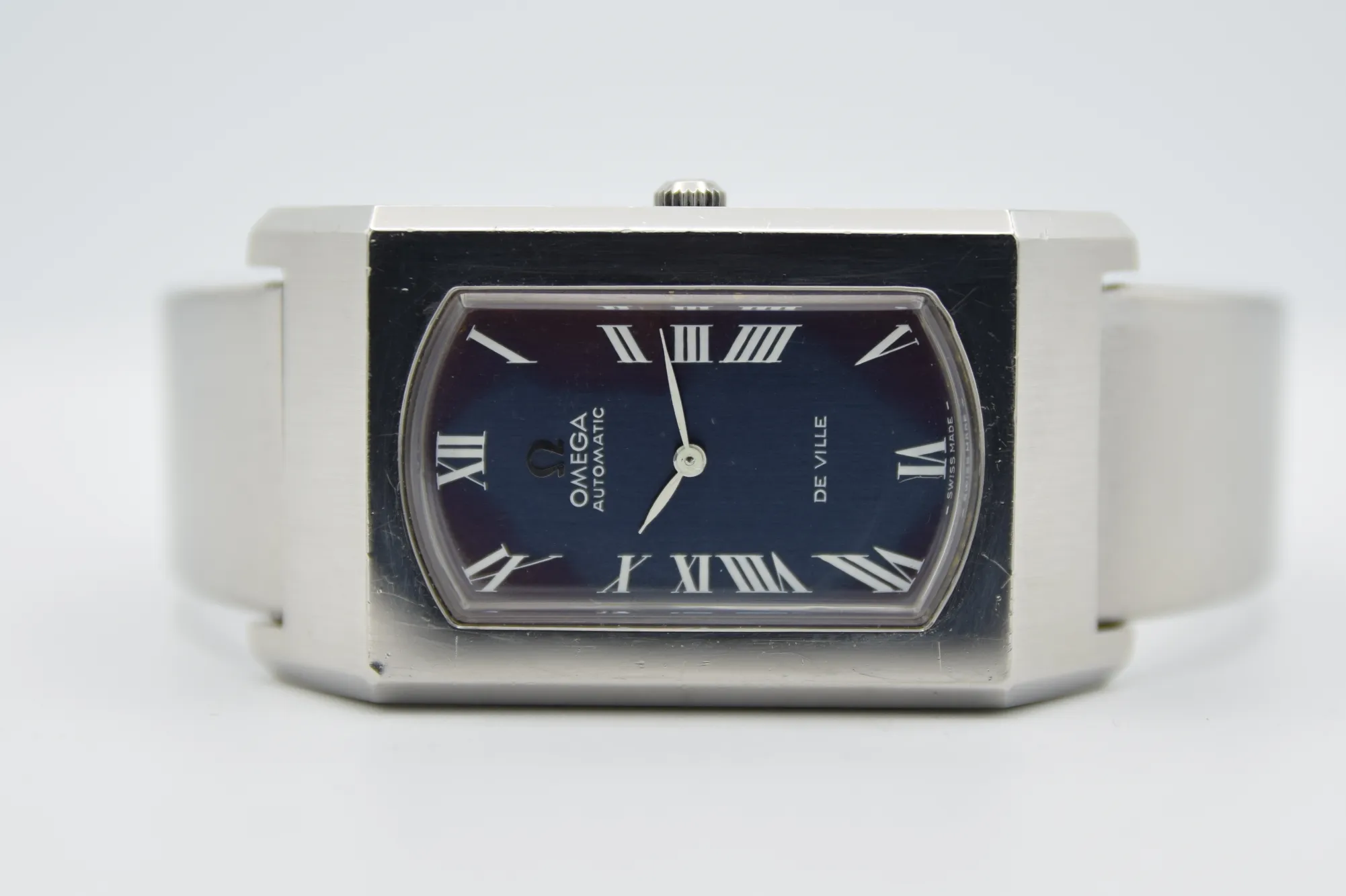 1973 Omega Rare & Special De Ville Automatic Stainless Steel Bracelet Watch 155.006 Blue Dial & Roman Numerals