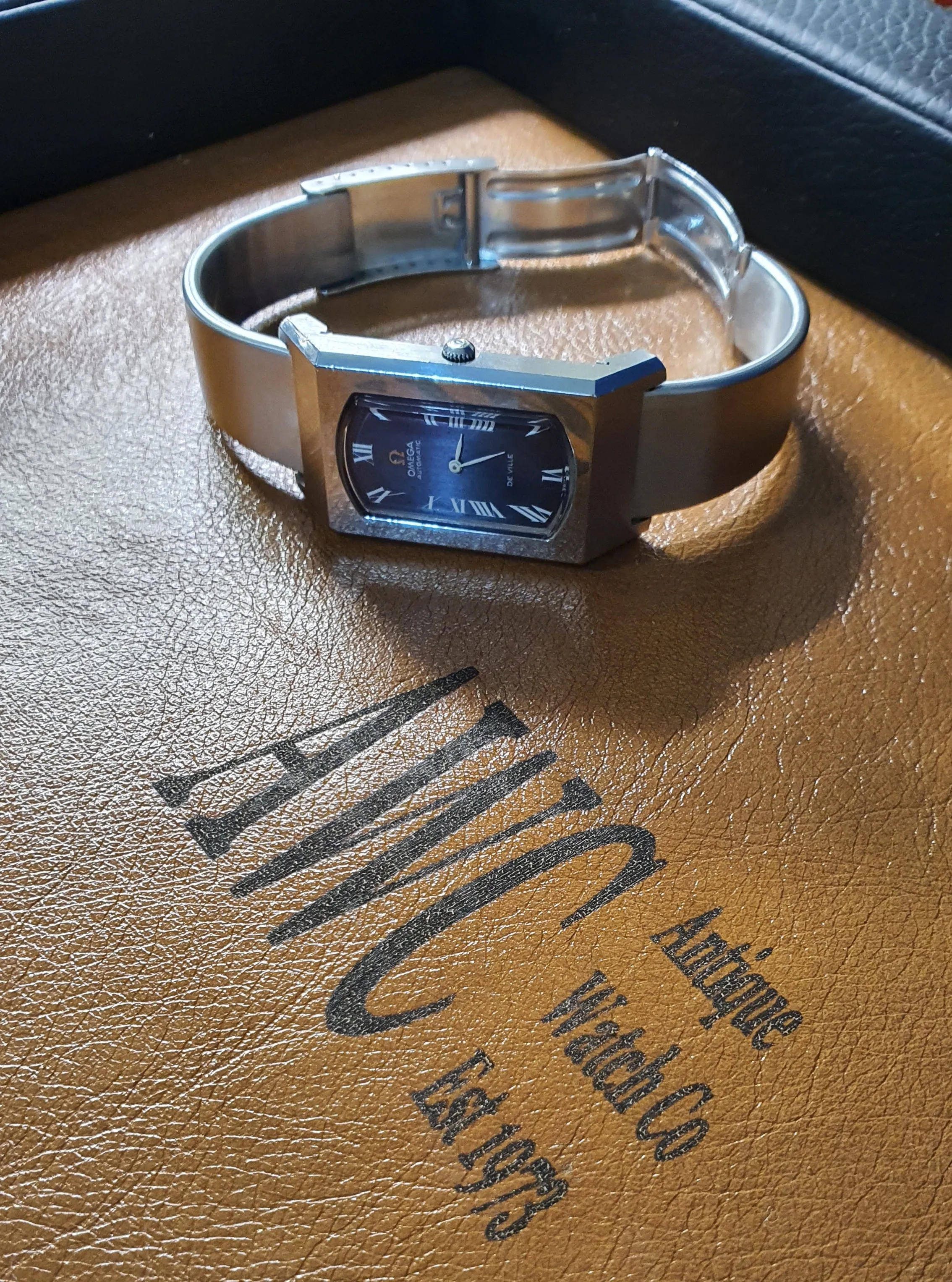 1973 Omega Rare & Special De Ville Automatic Stainless Steel Bracelet Watch 155.006 Blue Dial & Roman Numerals