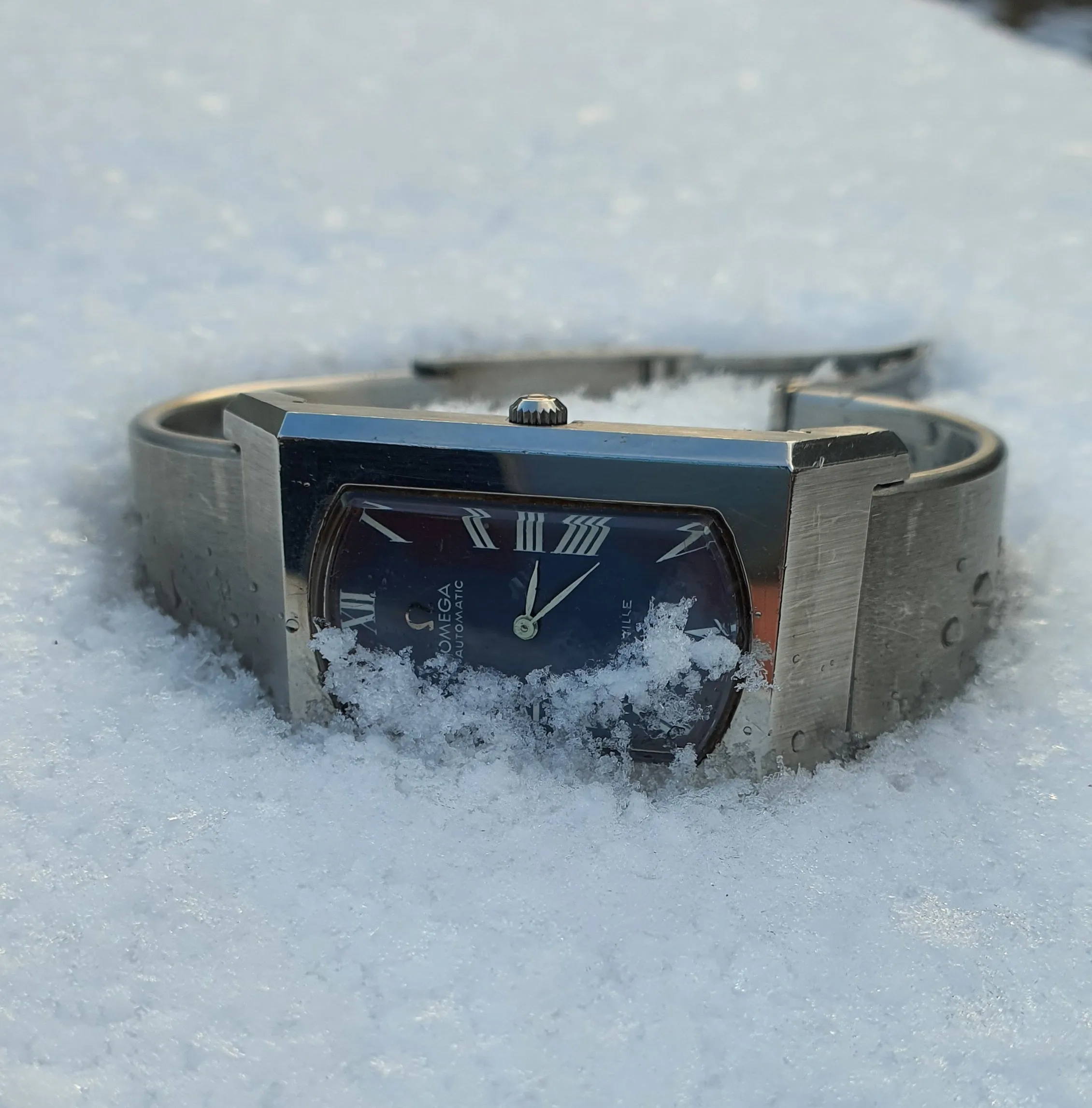 1973 Omega Rare & Special De Ville Automatic Stainless Steel Bracelet Watch 155.006 Blue Dial & Roman Numerals