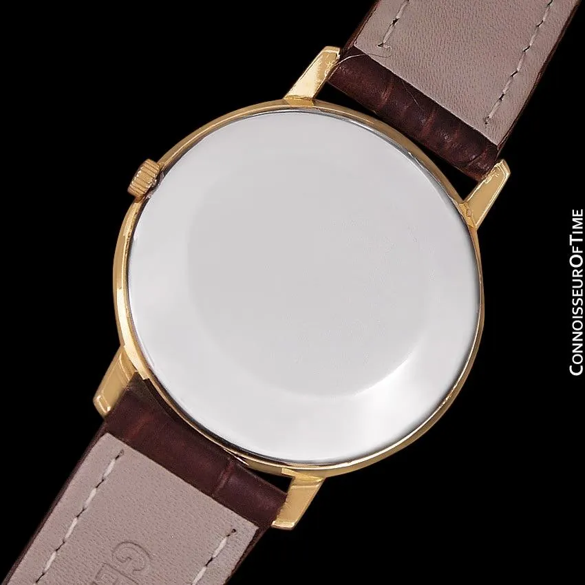 1975 Omega Geneve Vintage Mens Midsize Handwound Watch - 18K Gold Plated & Stainless Steel