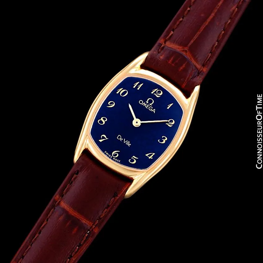1980's Omega De Ville Vintage Ladies Dress Quartz Watch - 18K Gold Plated & Stainless Steel