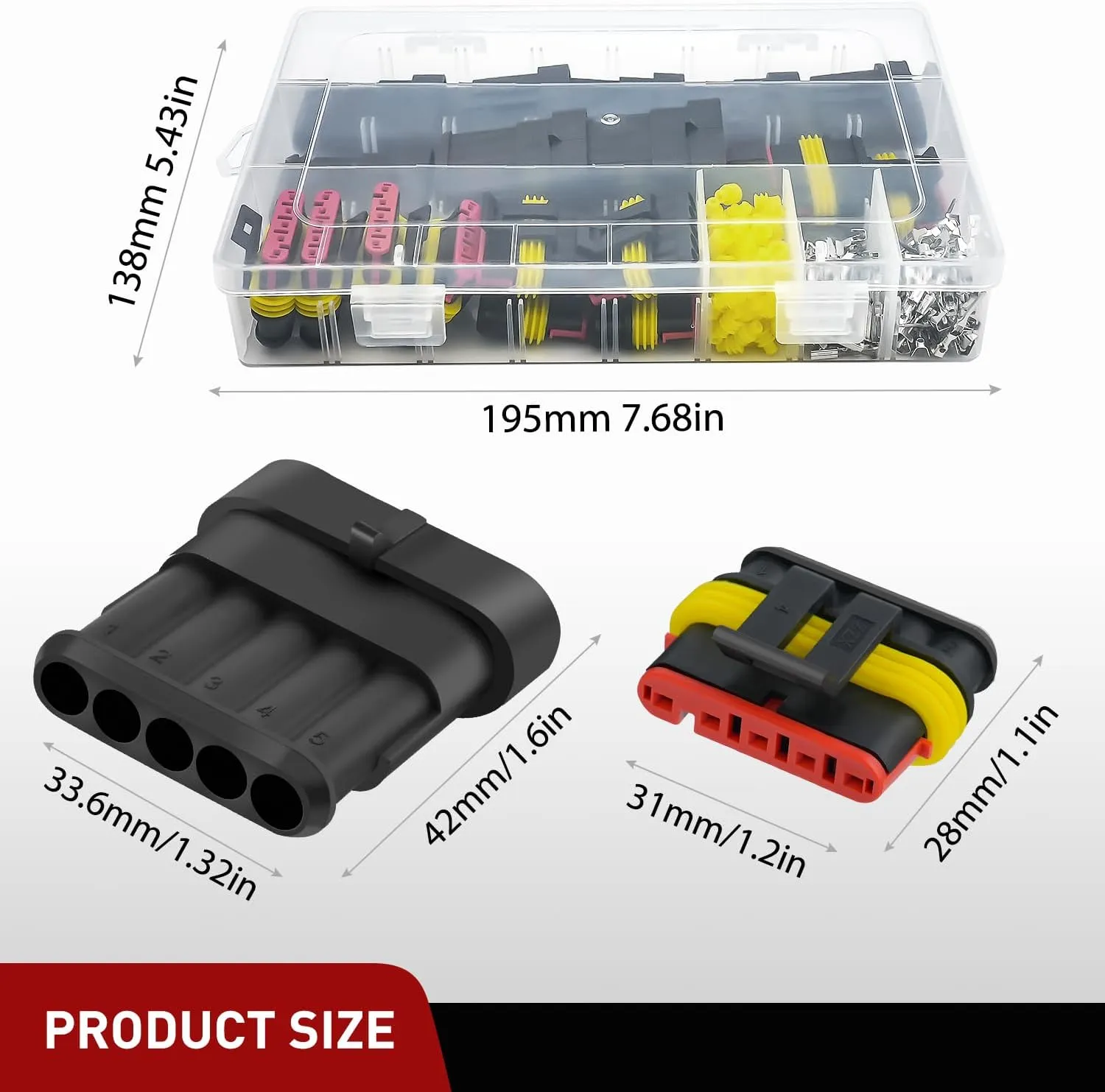 220PCS 5 Pin Electrical Connector Plug Male Female Terminal Wire Connector