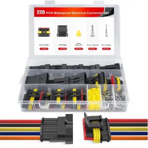 220PCS 5 Pin Electrical Connector Plug Male Female Terminal Wire Connector