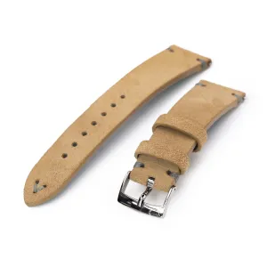 22mm Khaki Quick Release Italian Suede Leather Strap, Charcoal Grey St.