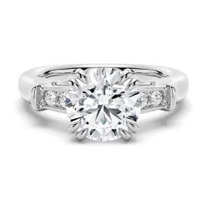 3 CT. Round Brilliant Solitaire Moissanite Engagement Ring With Accents