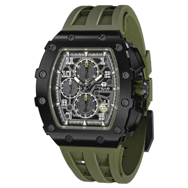 50M Waterproof Stainless Steel Wristwatch Sport Chronograph Watch for Men