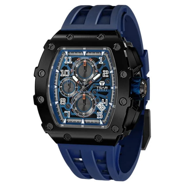 50M Waterproof Stainless Steel Wristwatch Sport Chronograph Watch for Men