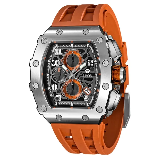 50M Waterproof Stainless Steel Wristwatch Sport Chronograph Watch for Men