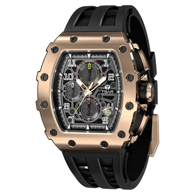 50M Waterproof Stainless Steel Wristwatch Sport Chronograph Watch for Men