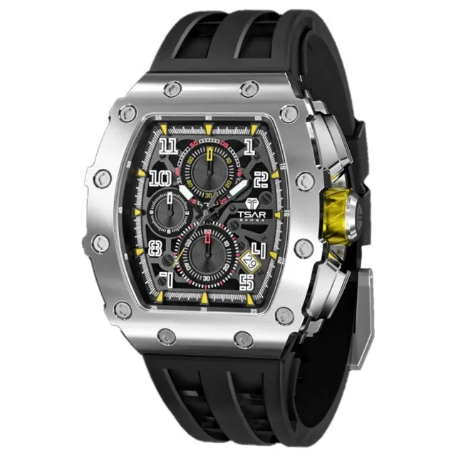 50M Waterproof Stainless Steel Wristwatch Sport Chronograph Watch for Men