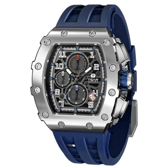 50M Waterproof Stainless Steel Wristwatch Sport Chronograph Watch for Men