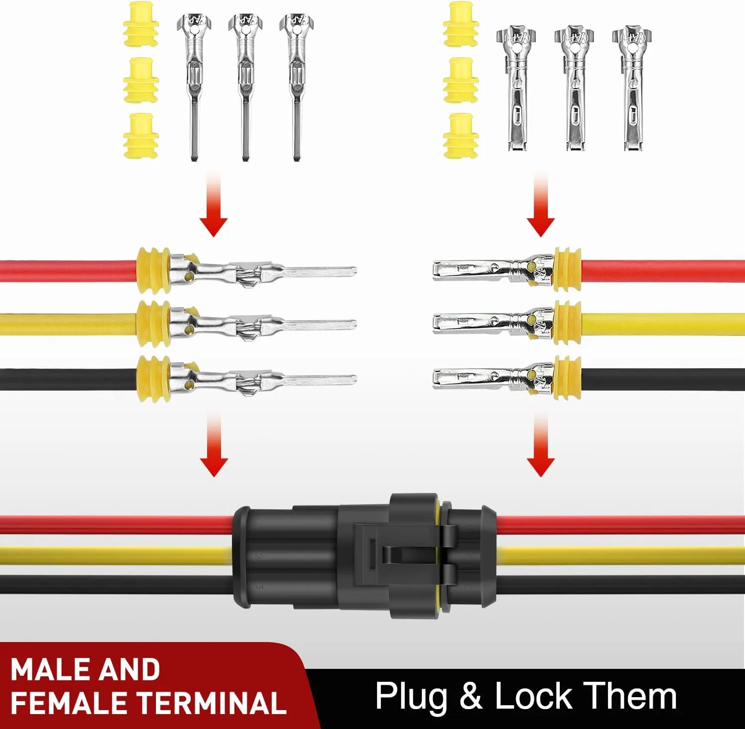 622PCS 1 2 3 4 5 6 Pin Electrical Connector Plug Male Female Terminal Wire Connector