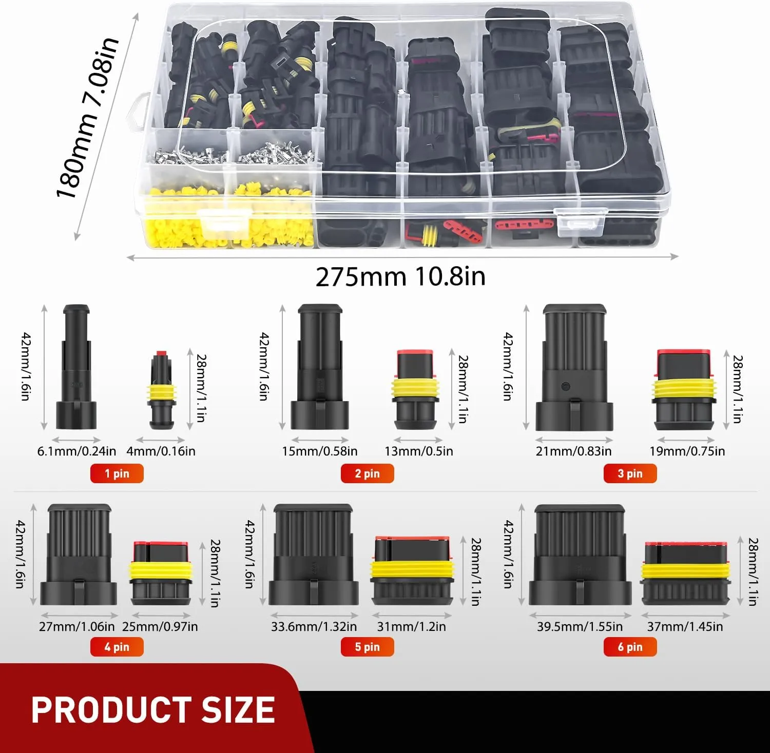 622PCS 1 2 3 4 5 6 Pin Electrical Connector Plug Male Female Terminal Wire Connector