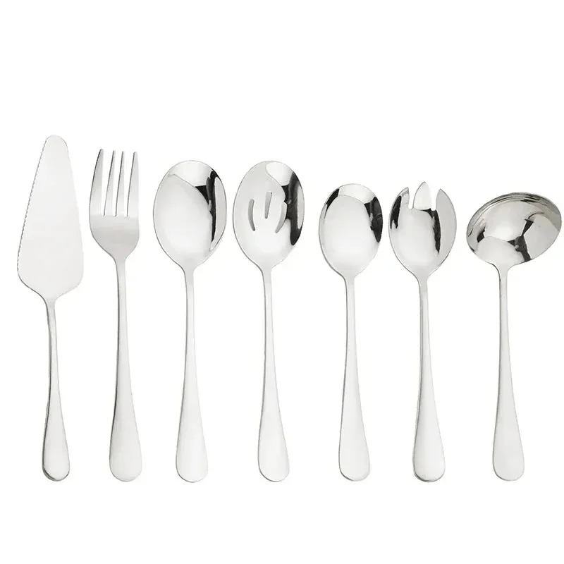 7 Piece Stainless Steel Dinnerware Set With Gold Accents