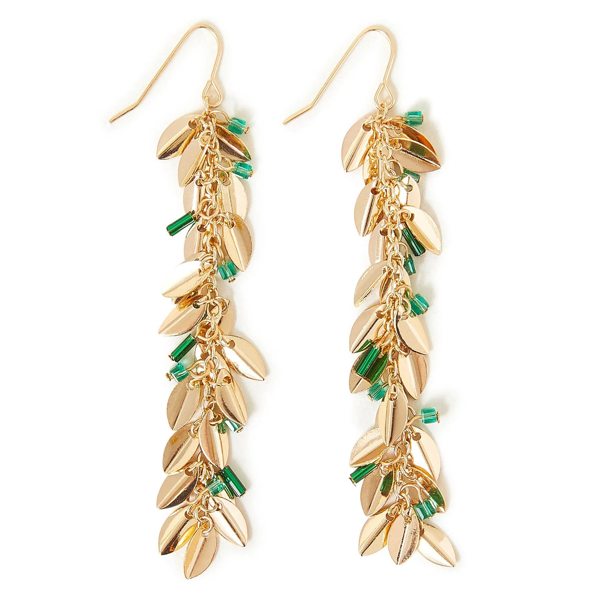 Accessorize London Women's Leaf Beaded Long Drop Earrings