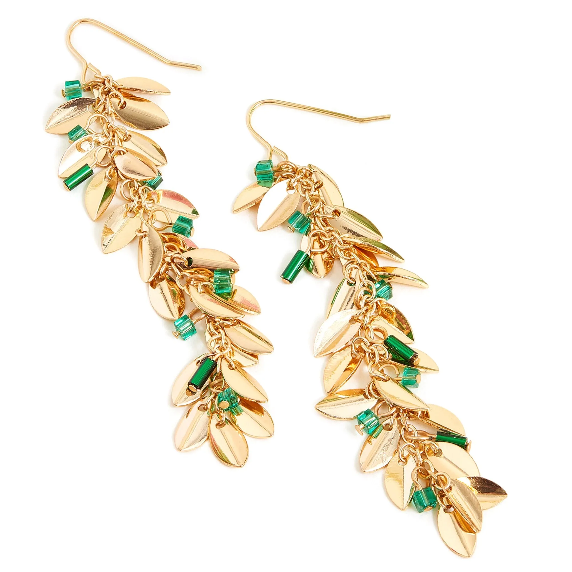 Accessorize London Women's Leaf Beaded Long Drop Earrings