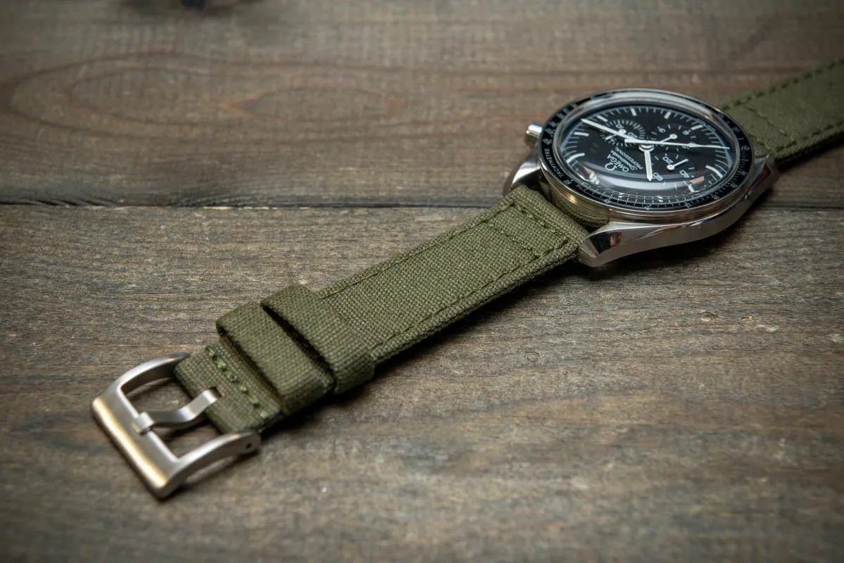 Army premium canvas watch strap, canvas watch band. Handmade in Finland - 20 mm, 22 mm.