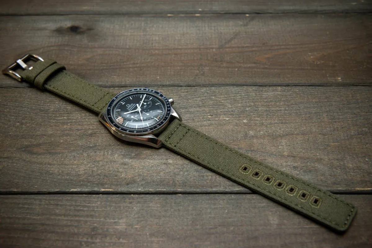 Army premium canvas watch strap, canvas watch band. Handmade in Finland - 20 mm, 22 mm.