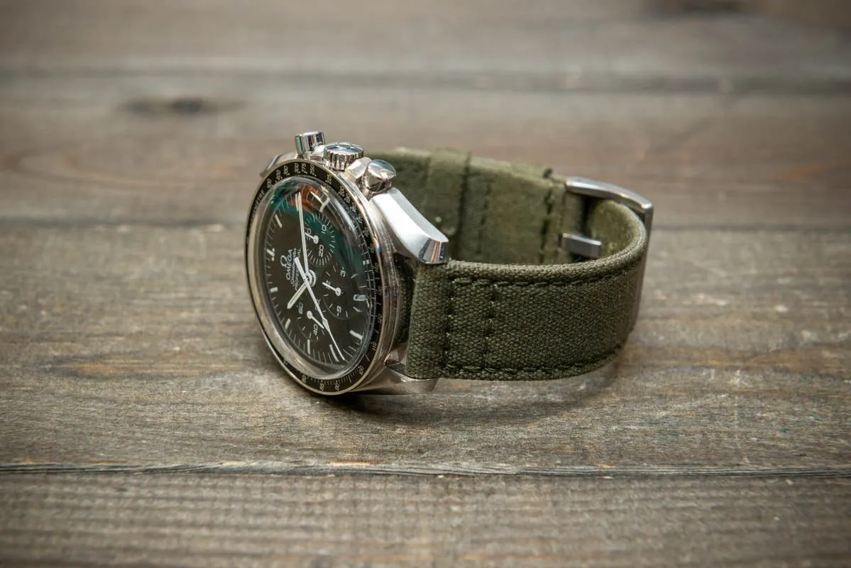 Army premium canvas watch strap, canvas watch band. Handmade in Finland - 20 mm, 22 mm.
