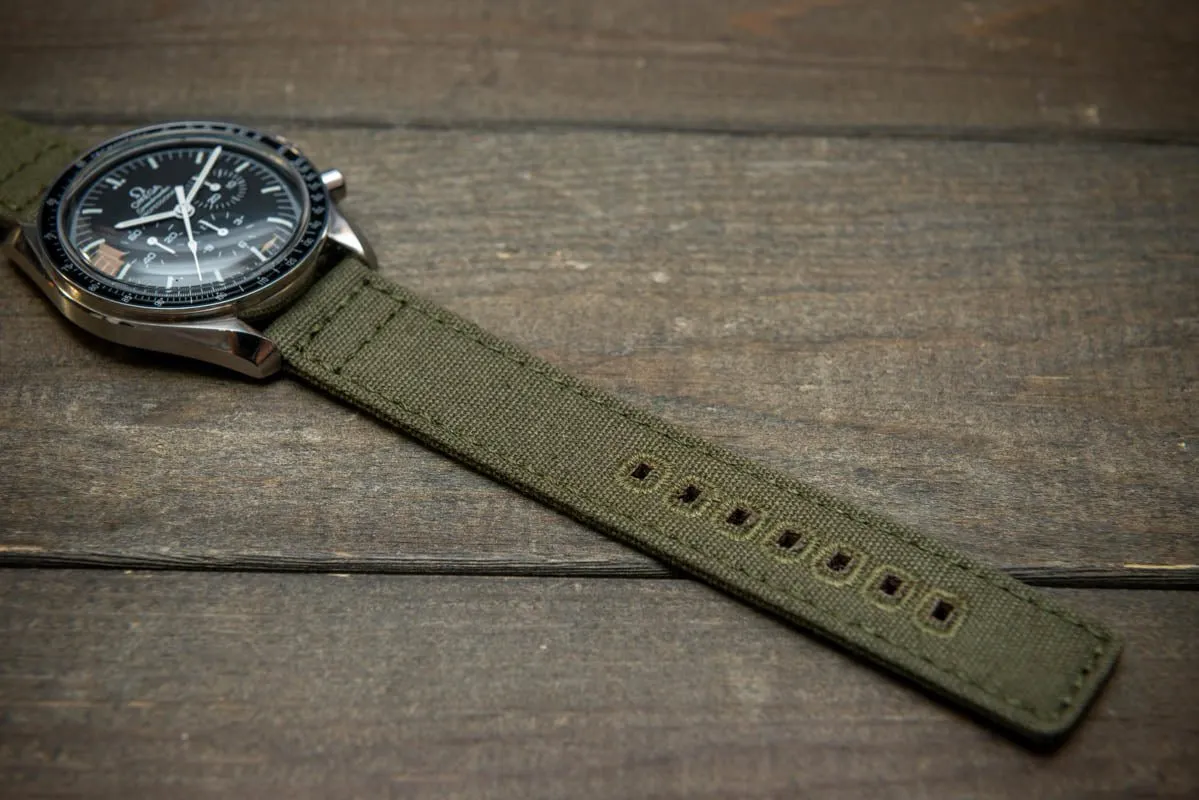Army premium canvas watch strap, canvas watch band. Handmade in Finland - 20 mm, 22 mm.