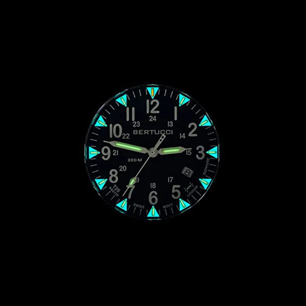 Bertucci Mens A-4T Black Dial Nylon Band Khaki Quartz Watch - 13483