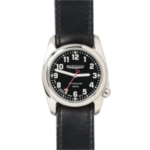 Bertucci Unisex Savvy Titanium Case Black Dial Black Leather Band Round Watch - 12091